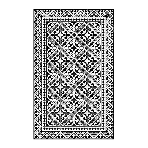 베이자플로우 플로르드리스 PVC 타일 러그 - Black &amp; White, 80x240cm (예약판매/선주문후 50일 소요)